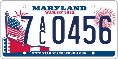 MD license plate 7AC0456