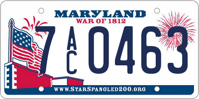 MD license plate 7AC0463