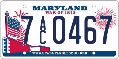 MD license plate 7AC0467