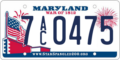 MD license plate 7AC0475