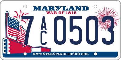 MD license plate 7AC0503