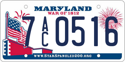 MD license plate 7AC0516