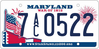 MD license plate 7AC0522
