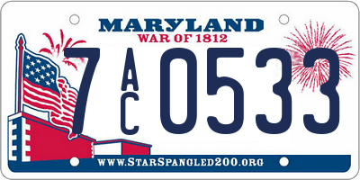 MD license plate 7AC0533