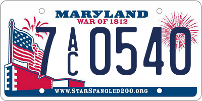MD license plate 7AC0540