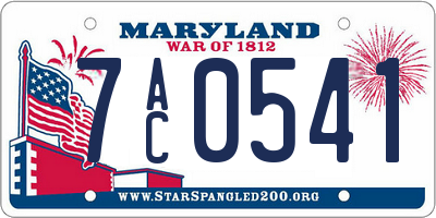 MD license plate 7AC0541