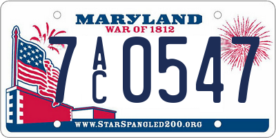 MD license plate 7AC0547