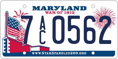 MD license plate 7AC0562