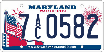 MD license plate 7AC0582