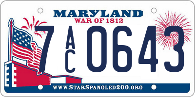 MD license plate 7AC0643