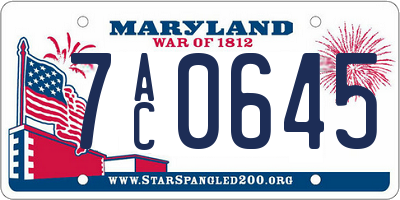 MD license plate 7AC0645