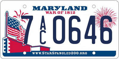MD license plate 7AC0646