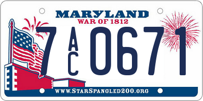 MD license plate 7AC0671