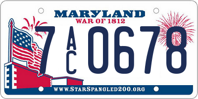 MD license plate 7AC0678