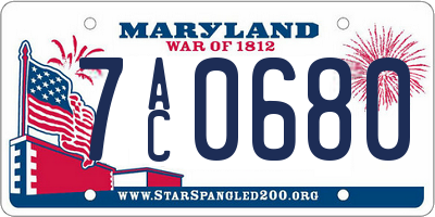 MD license plate 7AC0680