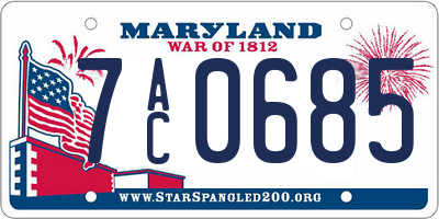 MD license plate 7AC0685