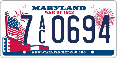 MD license plate 7AC0694