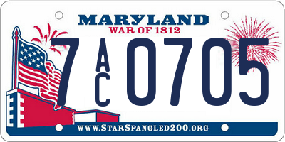 MD license plate 7AC0705