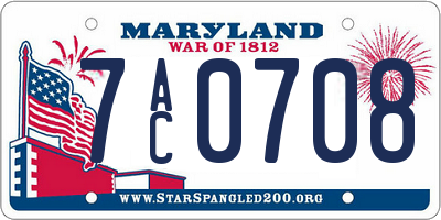 MD license plate 7AC0708