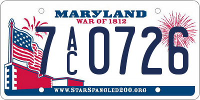 MD license plate 7AC0726