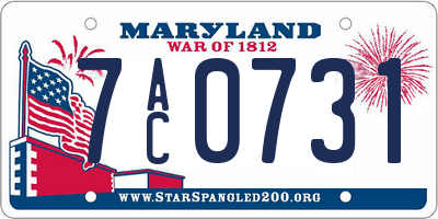 MD license plate 7AC0731