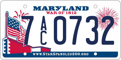 MD license plate 7AC0732