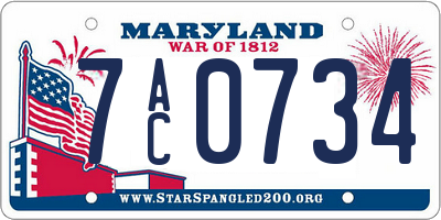 MD license plate 7AC0734
