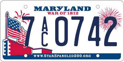 MD license plate 7AC0742
