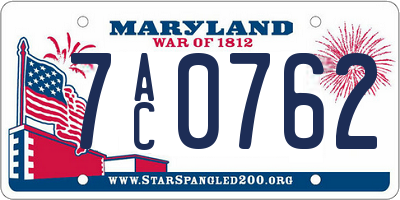 MD license plate 7AC0762