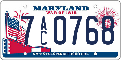 MD license plate 7AC0768