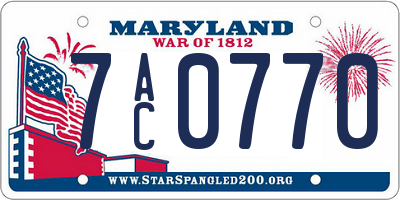 MD license plate 7AC0770