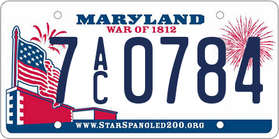 MD license plate 7AC0784