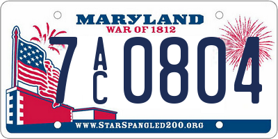 MD license plate 7AC0804