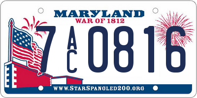 MD license plate 7AC0816