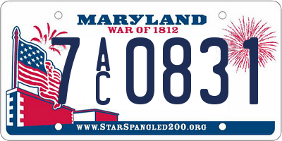 MD license plate 7AC0831