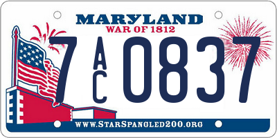 MD license plate 7AC0837