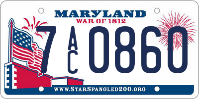 MD license plate 7AC0860