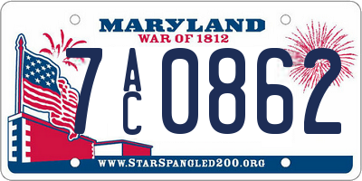 MD license plate 7AC0862
