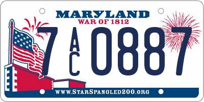 MD license plate 7AC0887
