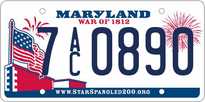 MD license plate 7AC0890