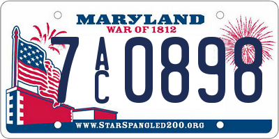 MD license plate 7AC0898