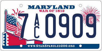 MD license plate 7AC0909