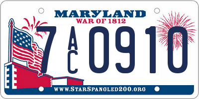 MD license plate 7AC0910
