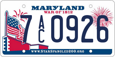 MD license plate 7AC0926