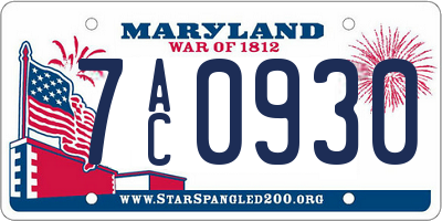 MD license plate 7AC0930