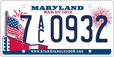 MD license plate 7AC0932