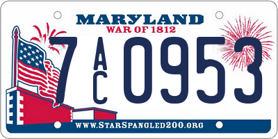 MD license plate 7AC0953
