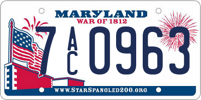 MD license plate 7AC0963