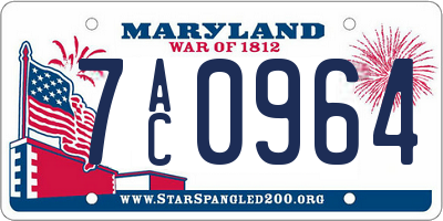 MD license plate 7AC0964