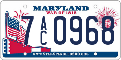 MD license plate 7AC0968